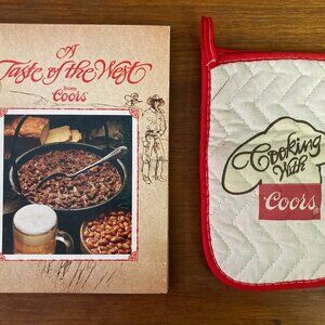 Cooking with Coors vintage hot pad mitt oven pot holder A Taste of the West book
